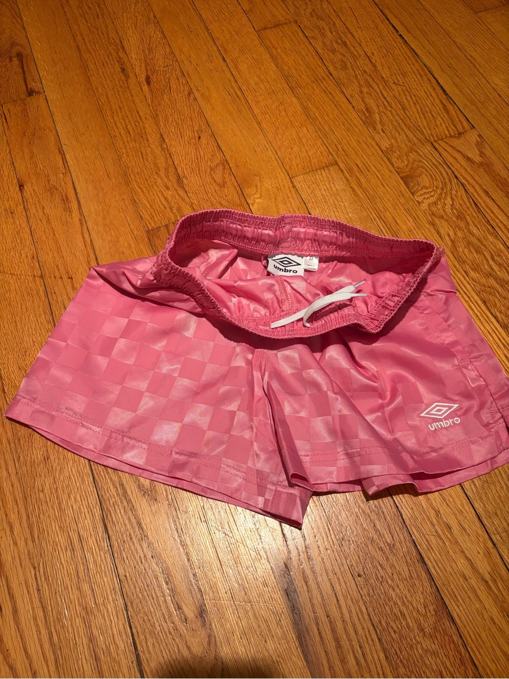 Umbro Pink Checker Athletic Shorts for Youth